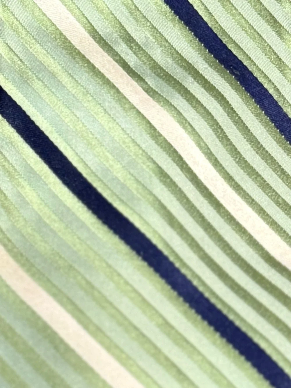 City of London Vintage Silk Tie Sage Green Navy Stripe Novelty Lining